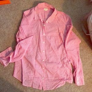 J Crew perfect shirt pink gingham sz L